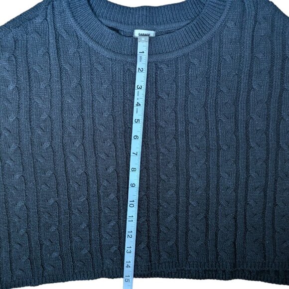 Garage Black Knit Cropped Sweater with Cuffed  Large Sleeves Women Size M/L - Picture 5 of 7